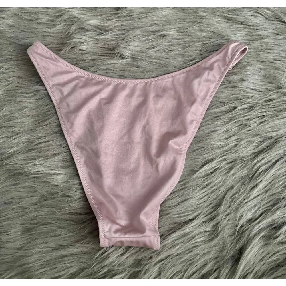 Victoria's Secret Nwt Light Pink w/ Gold V High Leg Swim Bottom Large L